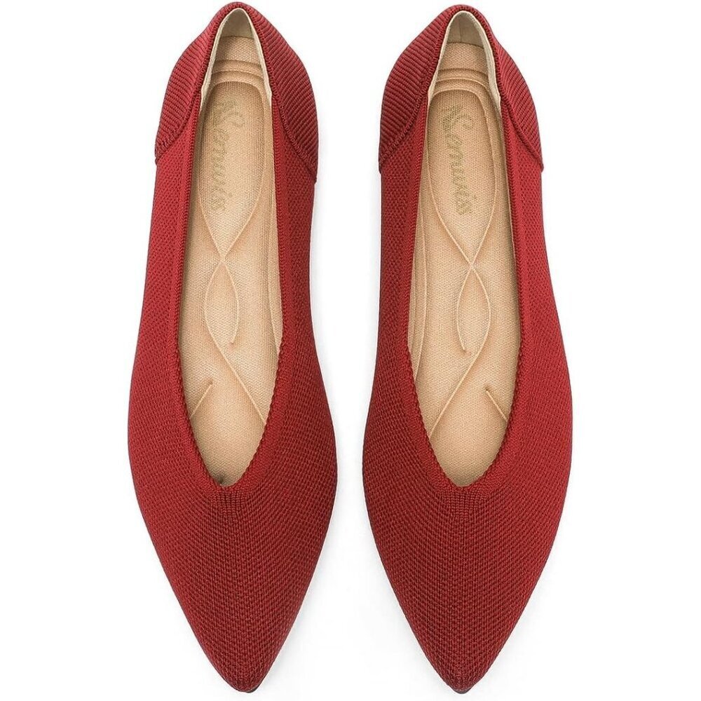 Semwiss Women's Red Ballet Pointed Toe Flats Comfortable Casual Dressy Shoes